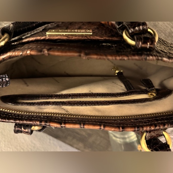 Brahmin Mini Asher Satchel Pecan Melbourne Croc Leather Crossbody - Picture 8 of 16